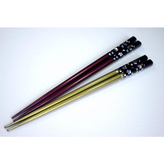 HO132　銀桜花22.5cm箸（左：ゴールド　右：パープル） |  | 01