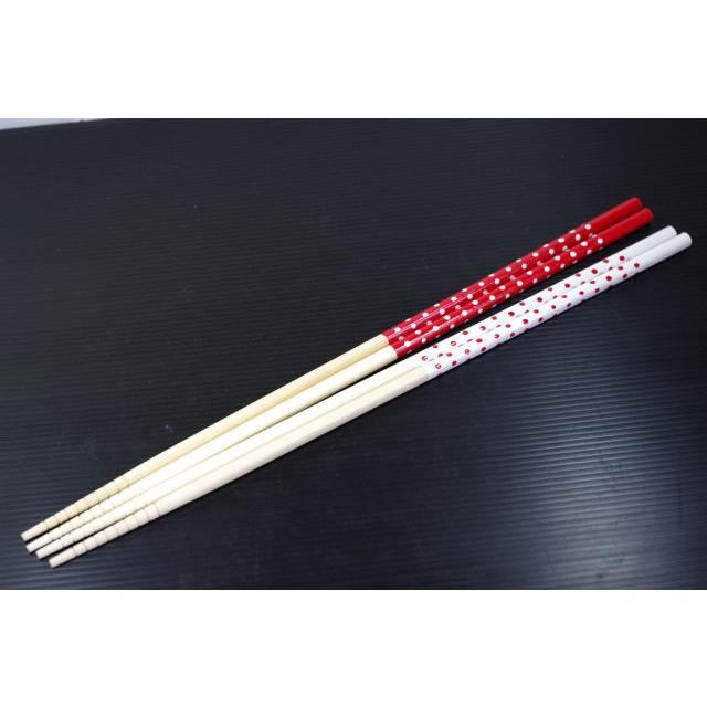 HO186　水玉　ドット３３ｃｍ菜箸　赤白２膳セット |  | 01