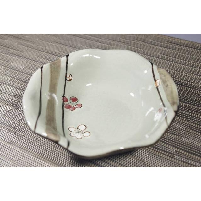 KB036・フリル中鉢　しだれ梅 [美濃焼/日本製/陶磁器/変形/手業/グレー/和風/副菜/おしゃれ/かわいい/居酒屋/旅館/料亭/業務用] | 