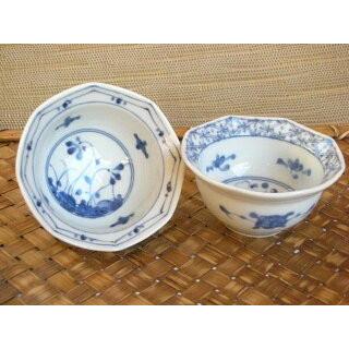 KB151 八角珍味鉢・格子花紋＆高麗草花HDA★アウトレット品こみ★ | 