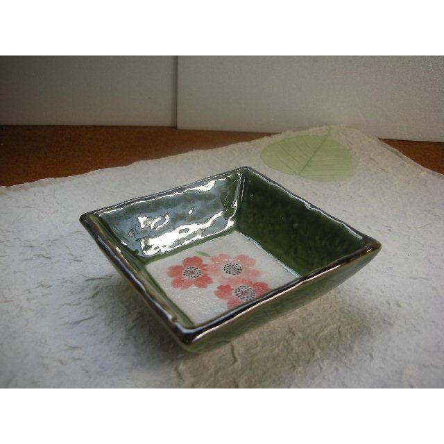 KZ047 織部格子桜正角皿　小★アウトレット品こみ★DBH | 