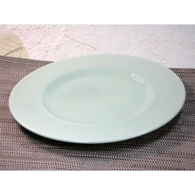 ご家庭用★ヒワグリーン18.4ｃｍリムプレート [美濃焼/日本製/陶磁器/洋食器/中皿/パン/デザート/ケーキ/取り皿/丸/黒点あり/アウトレット/格安/激安] | 