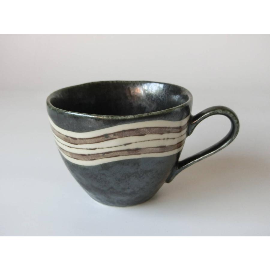 MC040　黒ウェーブコーヒーカップ　[美濃焼/日本製/陶磁器/アウトレット] | 