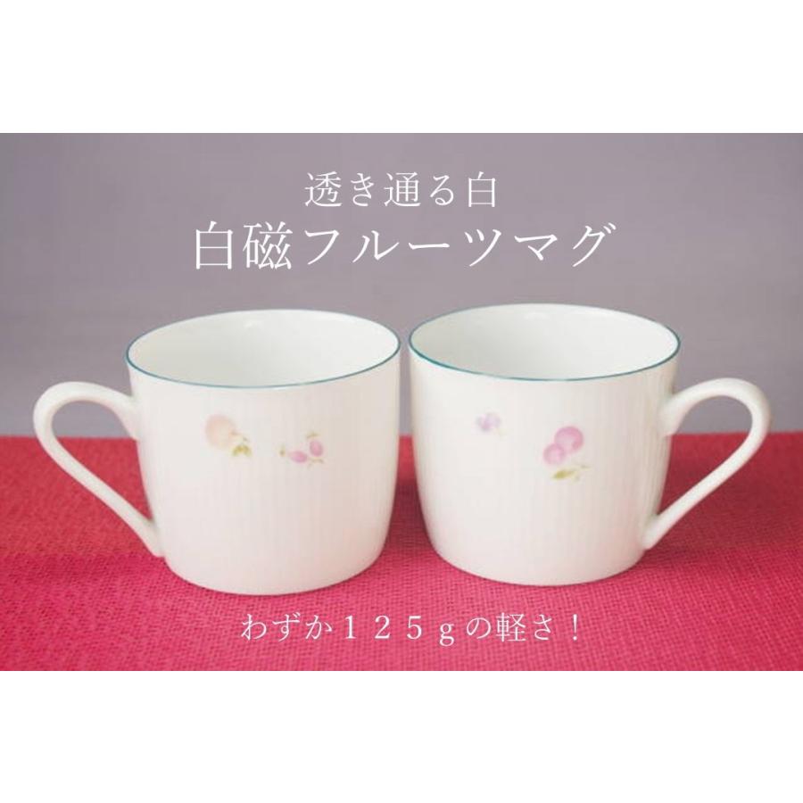 MC042　白磁フルーツマグカップ   [美濃焼/日本製/陶磁器/アウトレットこみ] | 