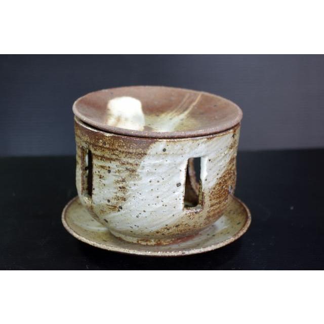 NB117 灰釉刷毛目　茶香炉４−７６　[万古焼/萬古焼/日本製/陶磁器/和風/アロマ/茶葉/ブラウン] | 