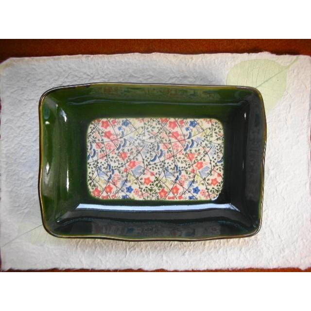 長角鉢・織部錦織21.2cm　[美濃焼/日本製/陶磁器/和食器/和風/グリーン/緑/煮物鉢/菓子鉢/菓子入れ/ギフト/花/おしゃれ] |  | 02