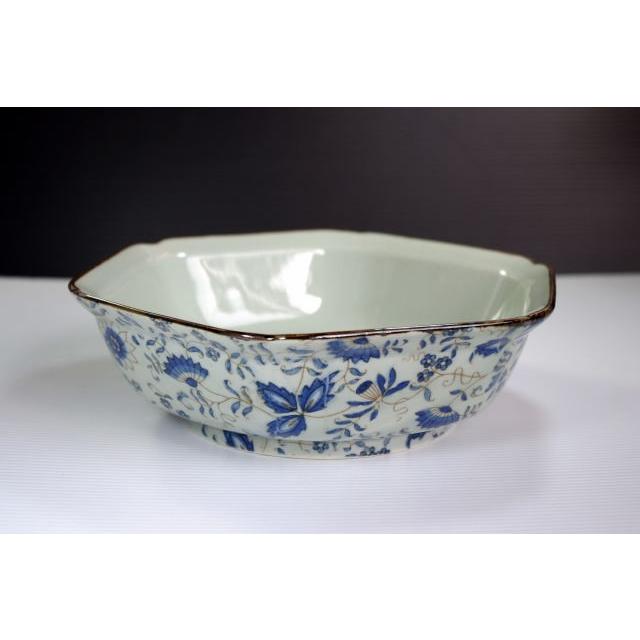OB075 有田「祥窯」の藍華19.5cm六角盛付鉢 | 