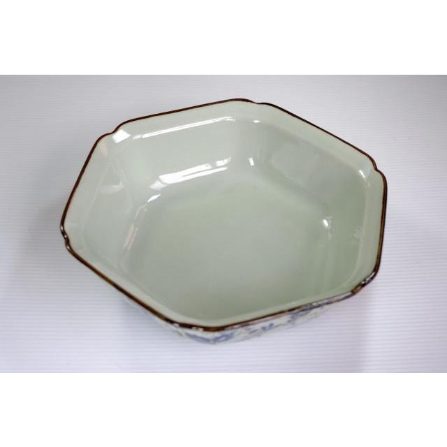 OB075 有田「祥窯」の藍華19.5cm六角盛付鉢 |  | 01