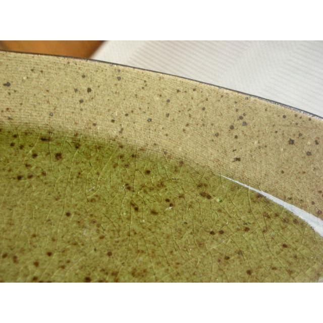 OZ003 織部ビードロ２２ｃｍ楕円皿 |  | 01