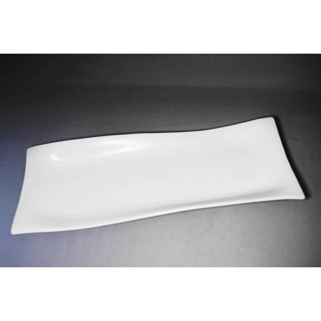 OZ019白マットウェーブ長角皿・サンマ皿 (11右)[陶磁器/和風/ほっけ/大皿/盛皿/角皿/30cm以上/焼物皿/刺身皿/居酒屋/業務用/アウトレット/格安] | 