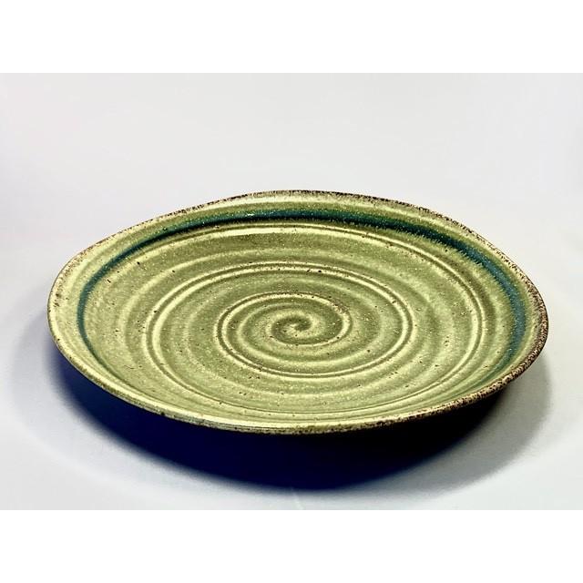 彩華織部はん点ブルーライン９０皿27cm [美濃焼/日本製/陶磁器/和食器/和風/緑/グリーン/大皿/深皿/シリーズ/居酒屋/旅館/料亭/業務用/おしゃれ] |  | 01