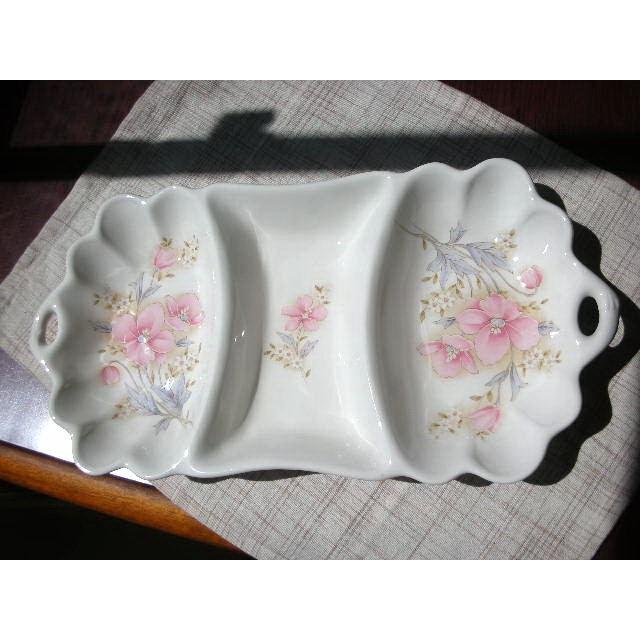 OZ073 ピンクフラワー三つ切りオードブル＆ペアランチプレート★アウトレット品★YTG |  | 01