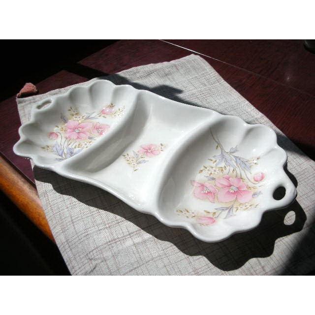 OZ073 ピンクフラワー三つ切りオードブル＆ペアランチプレート★アウトレット品★YTG |  | 02