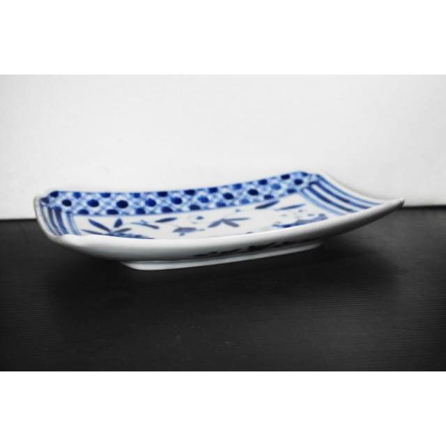 藍凛堂・濃格子長角焼き物皿  [美濃焼/日本製/陶磁器/和食器/和風/焼物皿/角皿/平皿/天ぷら/おしゃれ/柄あり/レストラン/業務用/居酒屋] |  | 01