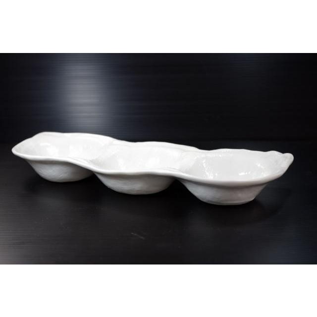 OZ202 たっぷり入る27cm枝豆三品皿・ホワイト　ZYG・DYS |  | 01