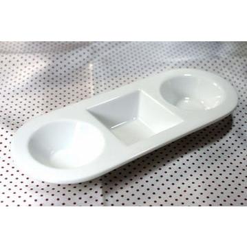 OZ214 丸と四角の22.4cmロングプレート・三品皿★アウトレット品★MYK | 