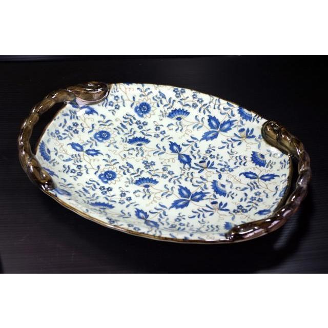 OZ221 藍華２７．５ｃｍ手付き楕円盛皿★アウトレット品こみ★AKS | 