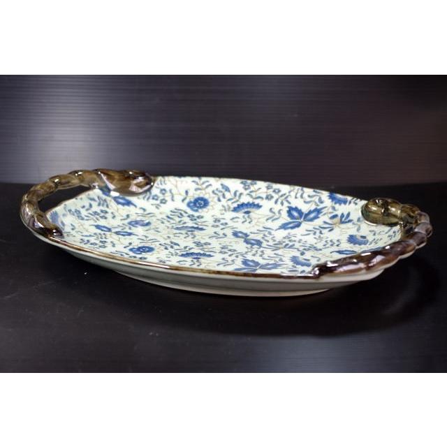 OZ221 藍華２７．５ｃｍ手付き楕円盛皿★アウトレット品こみ★AKS |  | 02