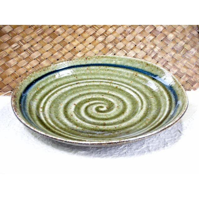 PS013　彩華織部はん点ブルーライン７５パスタ皿 | 