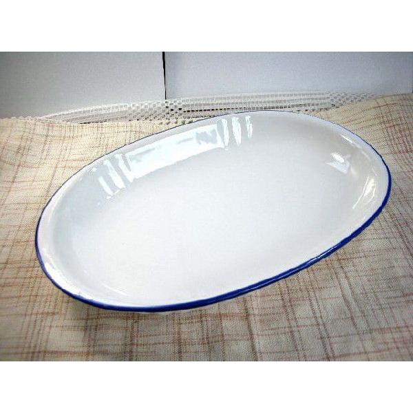 PS069フチ紺ホワイトオーバルパスタ皿★アウトレット品★YYT | 