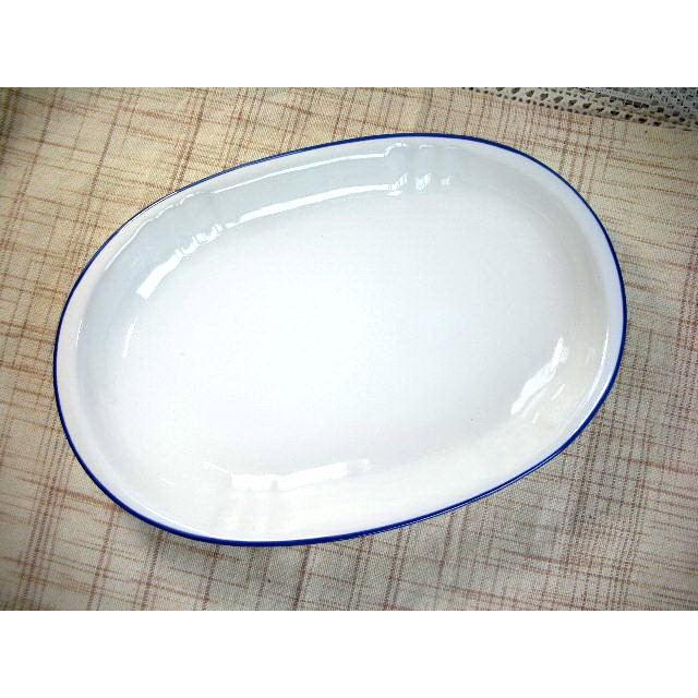 PS069フチ紺ホワイトオーバルパスタ皿★アウトレット品★YYT |  | 01