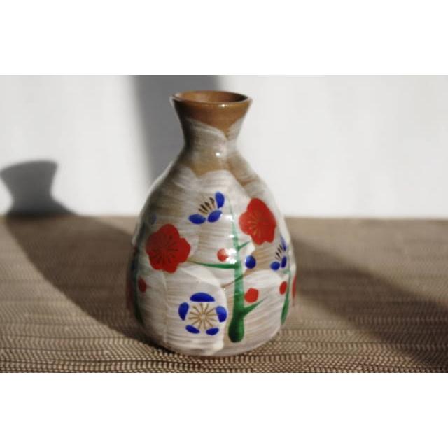 SK013 上絵白刷毛梅徳利　[美濃焼/日本製/陶磁器/和食器/和風/とっくり/お酒/酒器/日本酒/居酒屋/旅館/料亭/ブラウン/茶/アウトレットこみ] | 