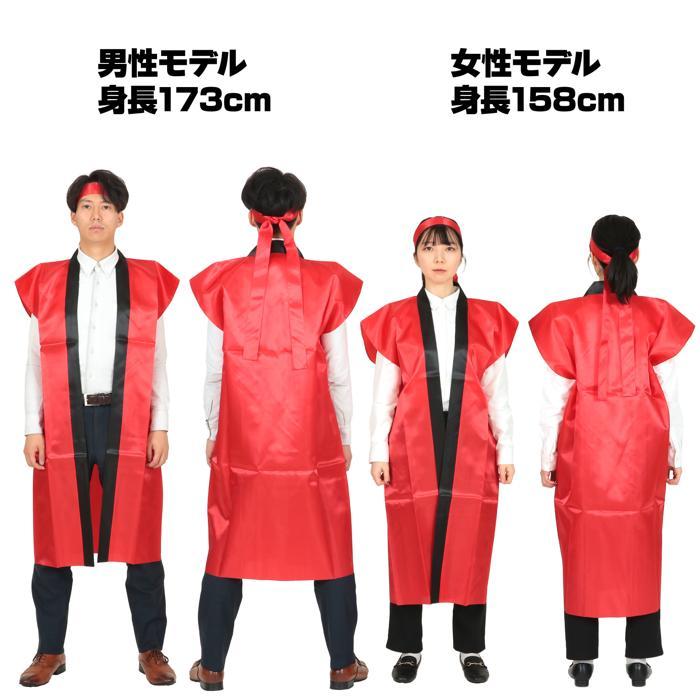 名入れ可 サテンロングハッピ(ハチマキ付) Lサイズ(高校生?大人用) (2