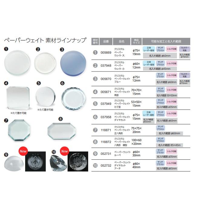 20個〜名入れ可 クリスタル ペーパーウェイト八角形 (4個までメール便