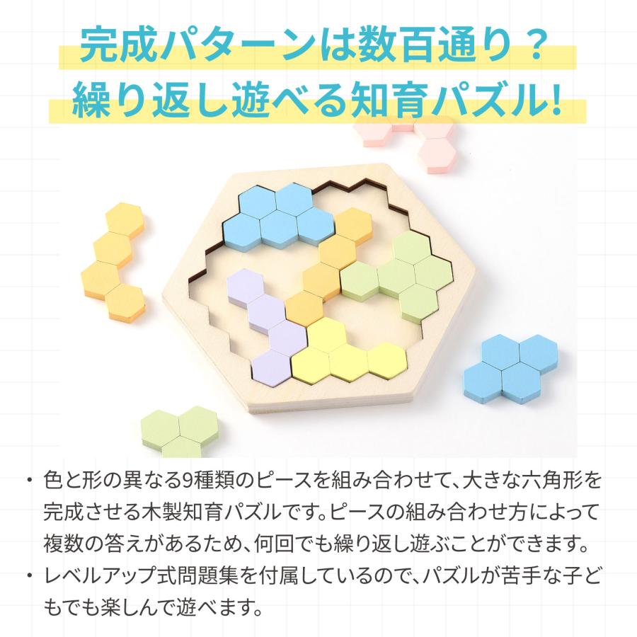 Artec MiraTOY 木製ヘキサゴンパズル パステルカラー (メール便可