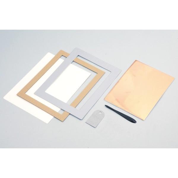 ヘラ押し銅箔レリーフ板セット (38153) (メール便可) 伝統工芸　工作　彫刻　彫金 |  | 01