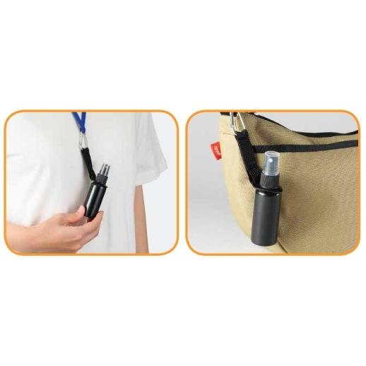 カラビナ付き スプレーボトル50ml 消毒液 詰め替え 遮光タイプ アーテック 持ち運び ストラップ 容器 |  | 01
