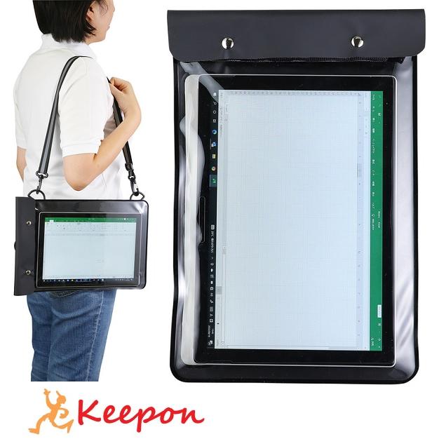 防水タブレットバッグ タブレット バッグ ケース 持ち運び 収納 黒 クッション アーテック 学校 雨 ショルダーバッグ 透明 肩掛け | 
