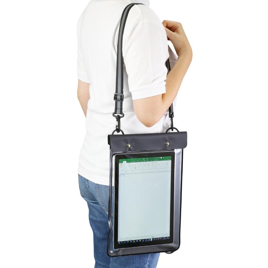 防水タブレットバッグ タブレット バッグ ケース 持ち運び 収納 黒 クッション アーテック 学校 雨 ショルダーバッグ 透明 肩掛け |  | 02