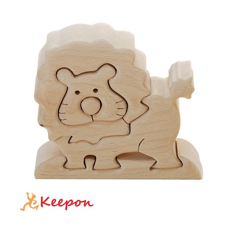 木のおもちゃ　らいおん　だいわ 木製おもちゃ プレゼント パズル 絵合わせ 誕生日 出産祝い クリスマス ラッピング | 