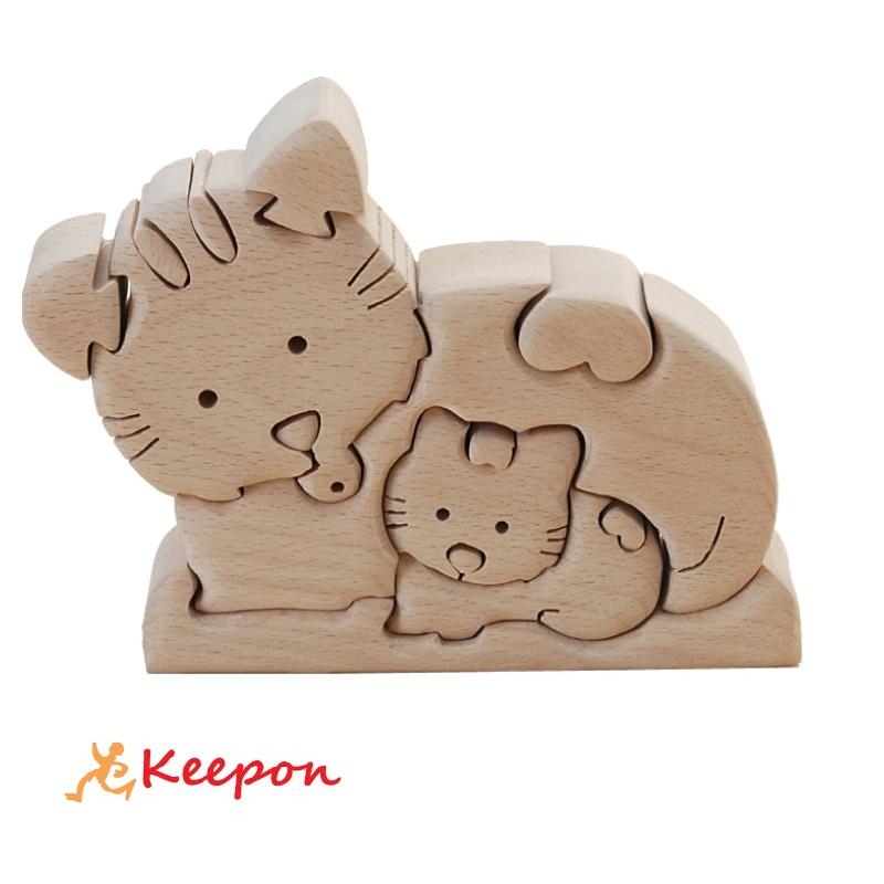 木のおもちゃ ねこ だいわ 木製おもちゃ プレゼント パズル 絵合わせ 誕生日 出産祝い クリスマス ラッピング 立体 | 