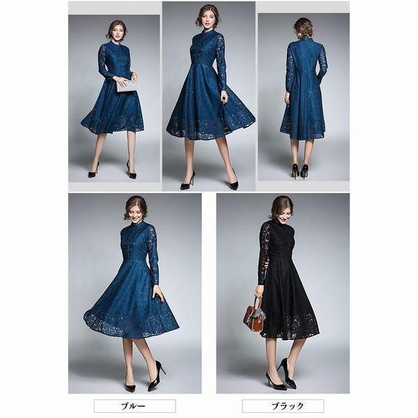 レースワンピース レディース パーティードレス レトロ フレアワンピース 総レース ワンピース 膝下 春ロングワンピース エレガント ミモレ丈ワンピース Aライン 限定版