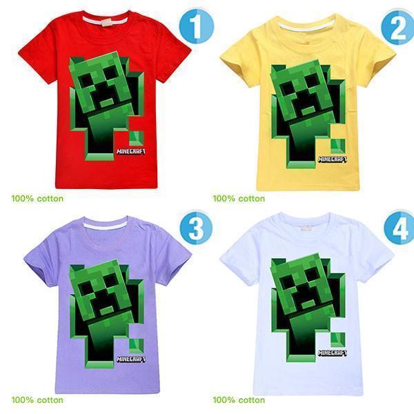 Minecraft Minecraft マインクラフト 半袖 キャラクター プリント ｔシャツ 子供 トップス マイクラゲームキャラクターグッズ トップス 1cm 130cm 140cm 150cm 国際ブランド