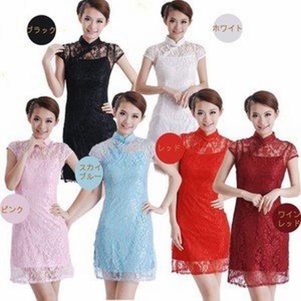 チャイナ服 チャイナドレス シースルー 花柄レース 結婚式 パーティー ドレス 半袖 レースチャイナドレス 大きいサイズ ショート 商品追加値下げ在庫復活