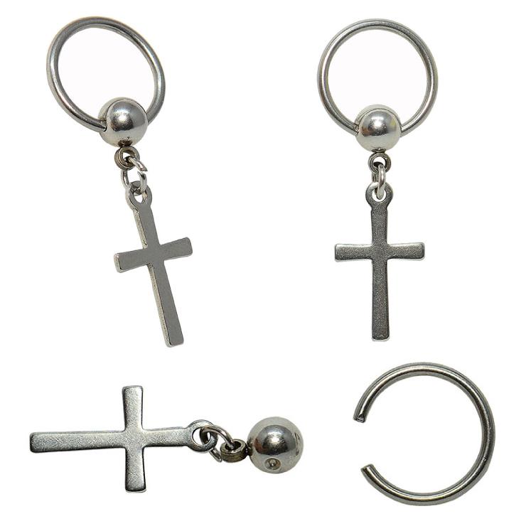 ビーズリング＆クロスチャーム 16GA(1.2mm) 14GA(1.6mm) サージカル