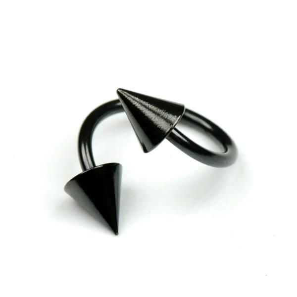 スパイラル コーン ブラック 14G(1.6mm) 右巻き サージカルステンレス316L製  黒色 リップ 唇 トラガス ボディーピアス ツイスト 14ゲージ【メール便対応】┃ |  | 02