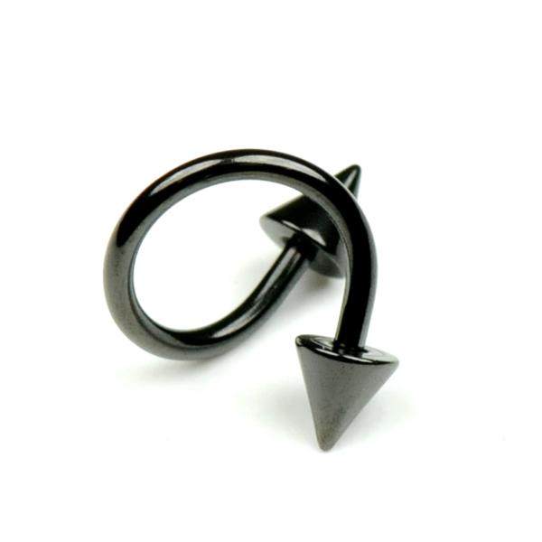 スパイラル コーン ブラック 14G(1.6mm) 右巻き サージカルステンレス316L製  黒色 リップ 唇 トラガス ボディーピアス ツイスト 14ゲージ【メール便対応】┃ |  | 03
