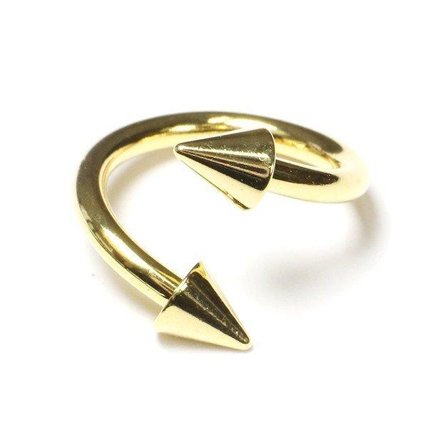 スパイラル コーン ゴールド 14G(1.6mm) 右巻き サージカルステンレス316L 金色 ボディピアス リング ツイスト スパイク リップ 唇 14ゲージ【メール便対応】┃ |  | 01