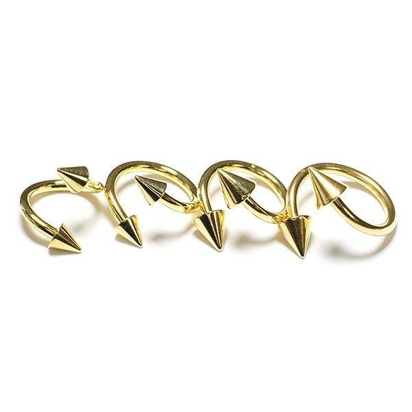 スパイラル コーン ゴールド 14G(1.6mm) 右巻き サージカルステンレス316L 金色 ボディピアス リング ツイスト スパイク リップ 唇 14ゲージ【メール便対応】┃ |  | 03