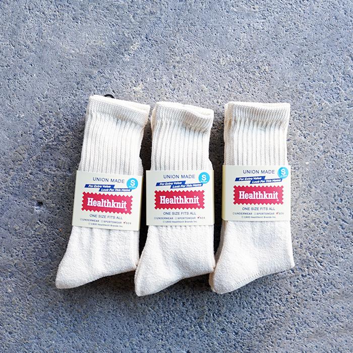 Healthknit ヘルスニット　 3P CREW CLASSIC SOCKS 3Pソックス ソックス 靴下 リブソックス 無地 アイボリー レディース｜keeshop｜02