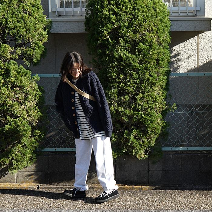 インバーアラン 3A ランバー カーディガン ネイビー NAVY ノーカラー