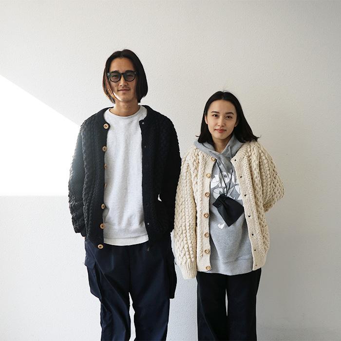 INVERALLAN インバーアラン 4A GOLFER -BLACK カーディガン ノーカラー 