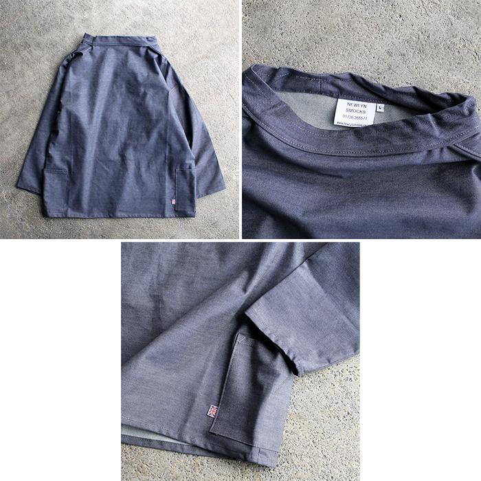 メンズ ラウンドネック"NEWLYN SMOCKS ニューリンスモック ROUNDNECK SMOCK”DENIM 全1色”トップス 長袖 パッチポケット ブルー｜keeshop｜08