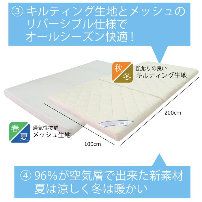 新品 安心の日本製 洗える高反発マットレス 三つ折り ボア 極厚70mm 帝人