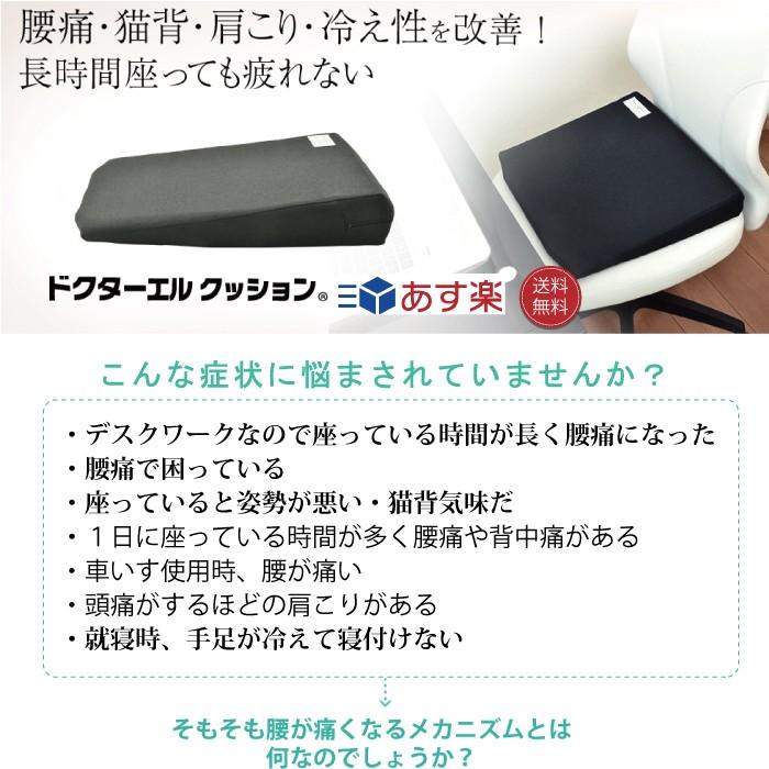 ポイント2倍 NEW ドクターエルクッション 送料無料 ブラック ブラウン カーキ 腰痛対策 | ドクターエル | 02