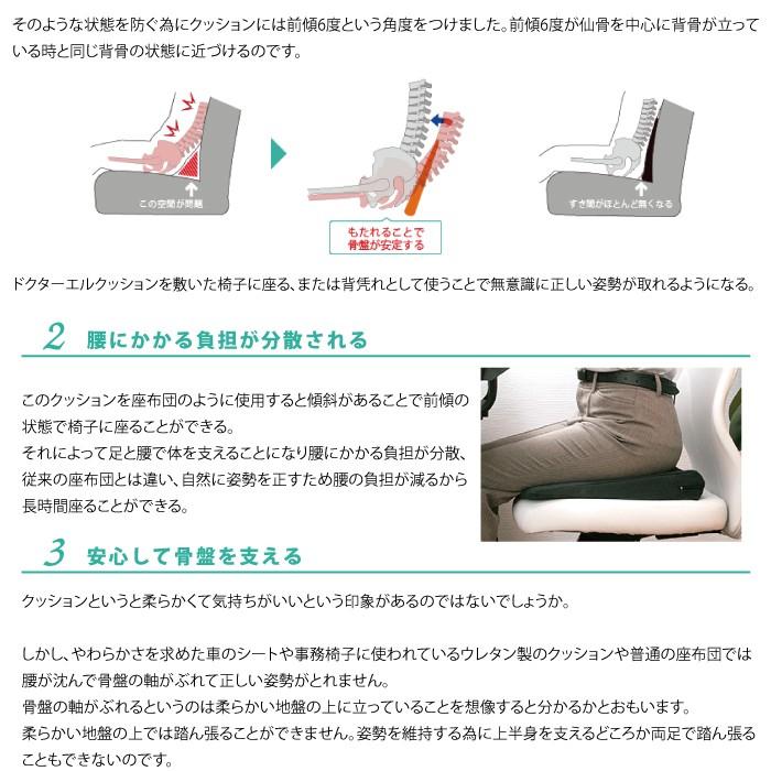 ポイント2倍 NEW ドクターエルクッション 送料無料 ブラック ブラウン カーキ 腰痛対策 | ドクターエル | 07